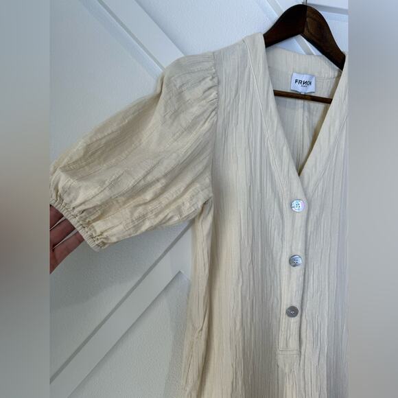 FRNCH Betina Woven Cotton Jumpsuit Short Romper in Ecru Cream Size XS - Picture 4 of 12